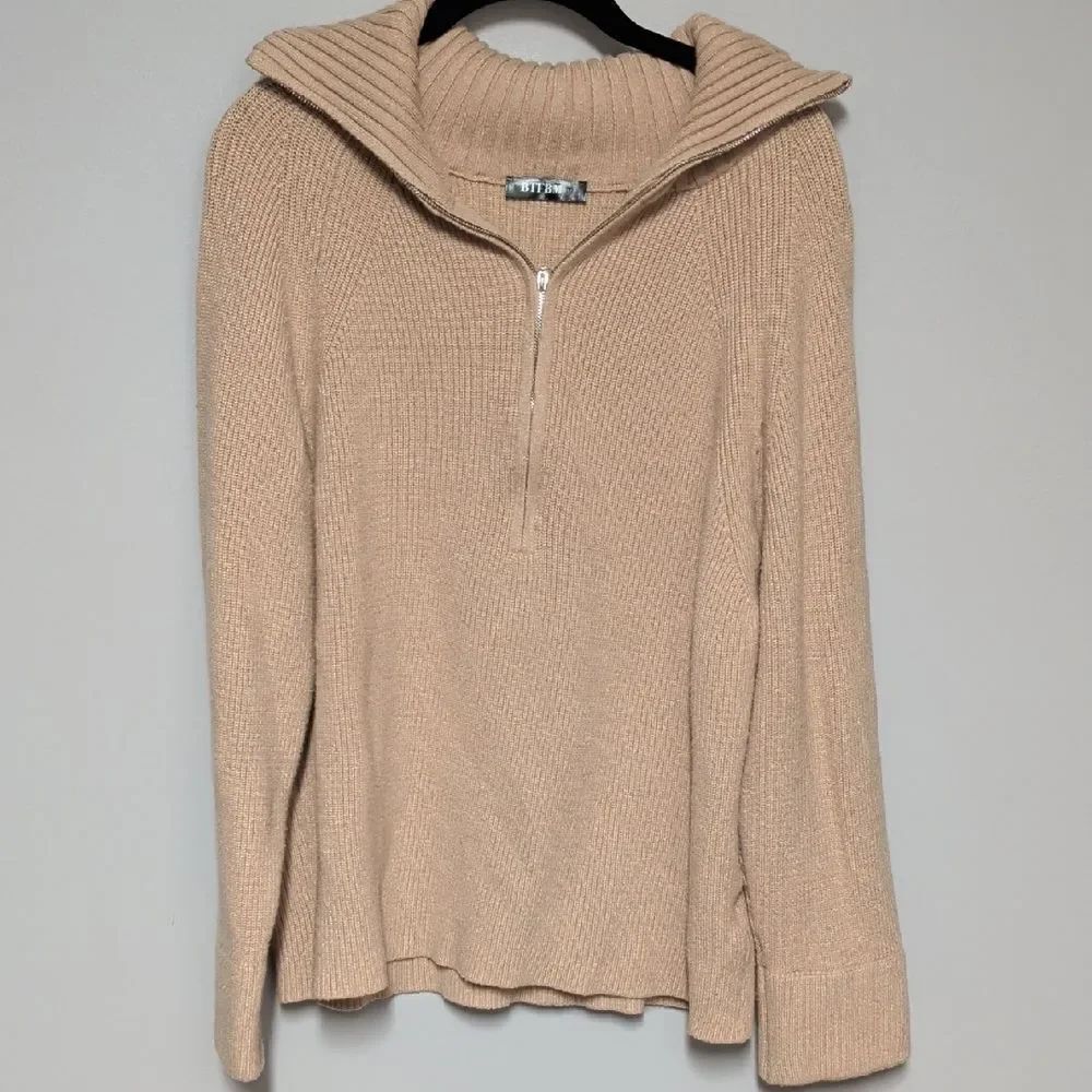 BTFBM Elegant Beige Cowl Neck Sweater
